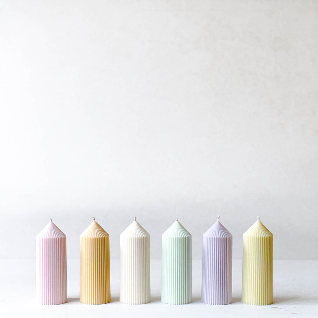 Pointed Ribbed Pillar Candle