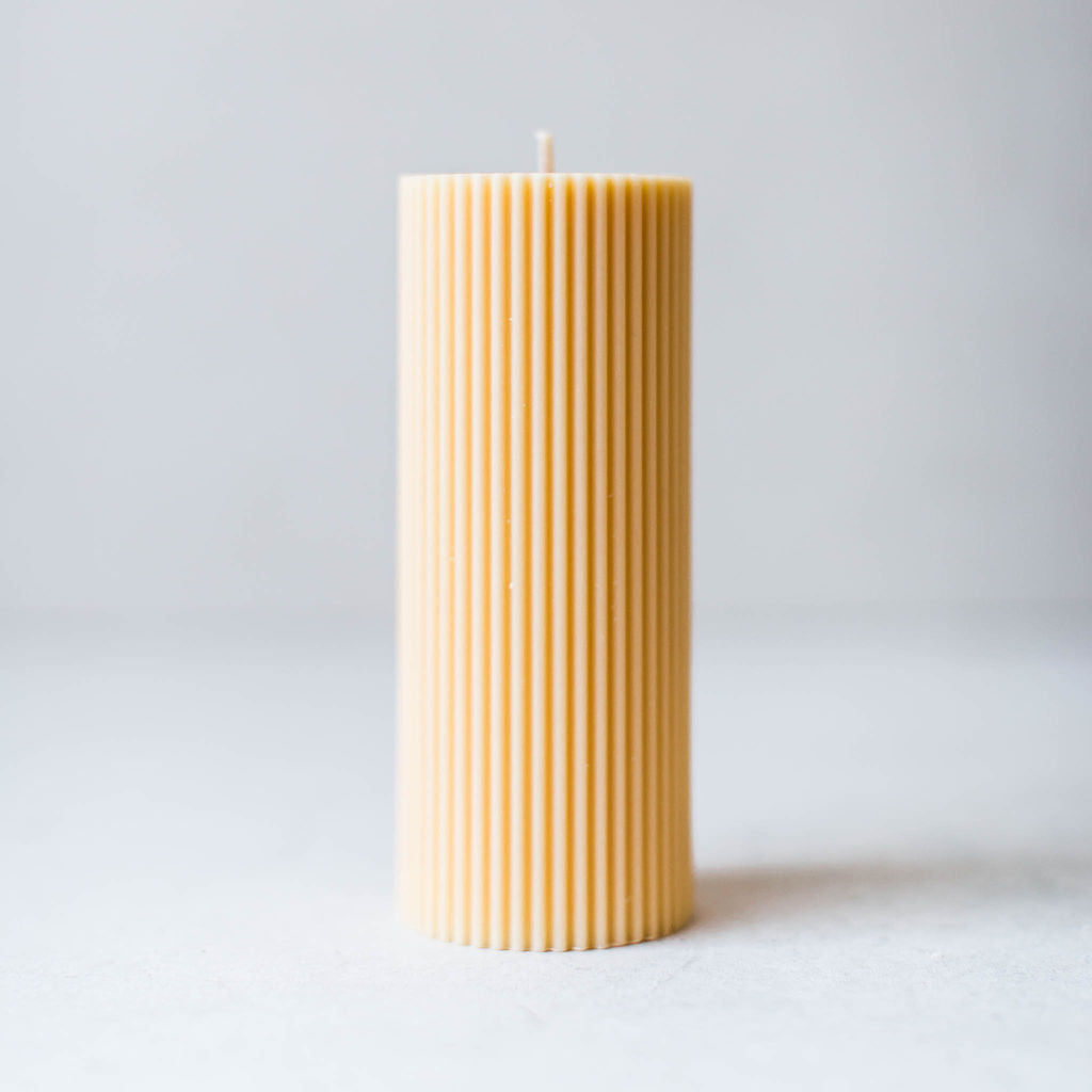Large Ribbed Pillar Candle