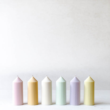 Pointed Ribbed Pillar Candle