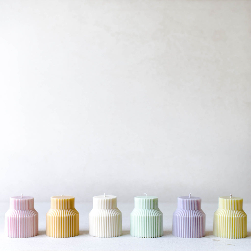 Two-Tier Ribbed Pillar Candle