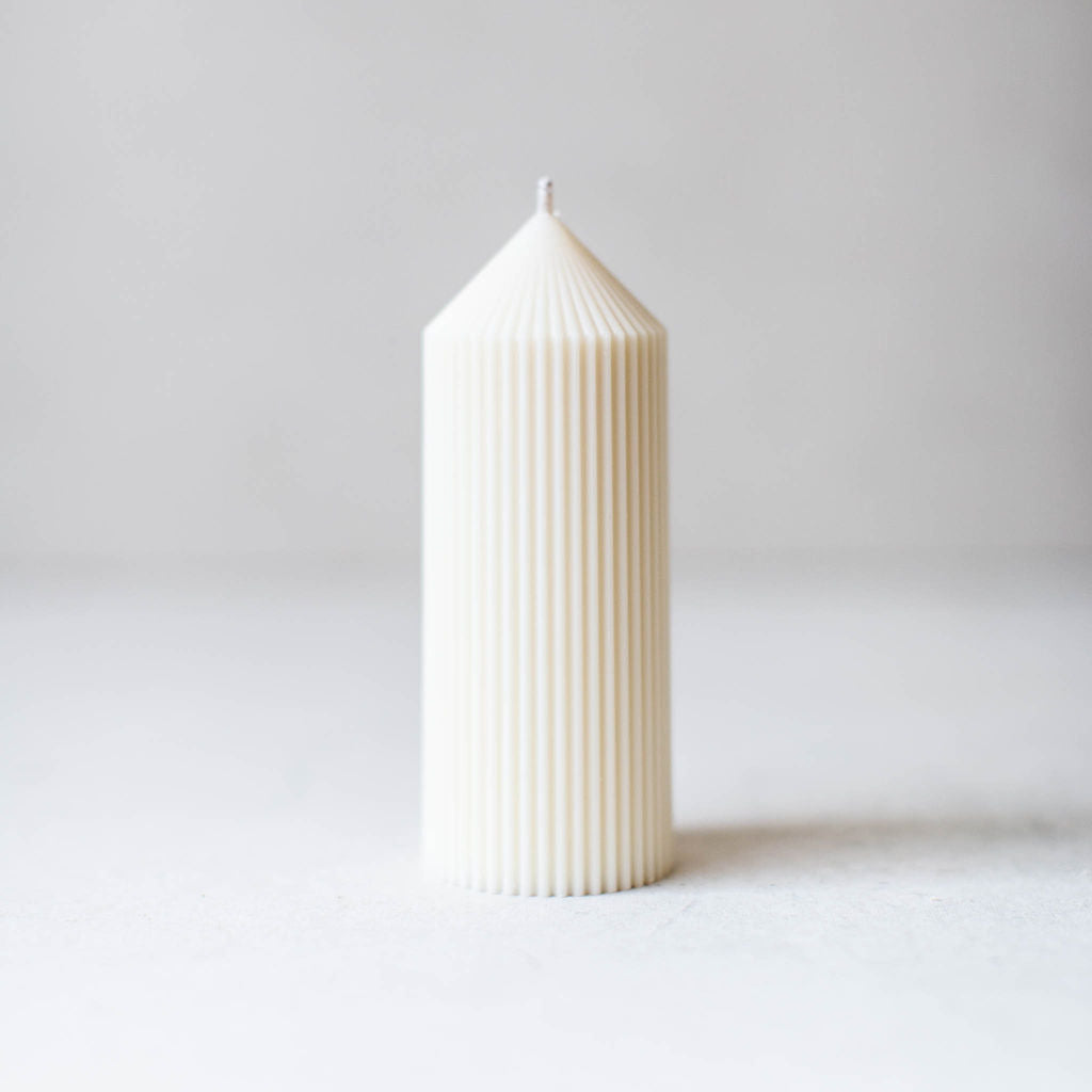 Pointed Ribbed Pillar Candle